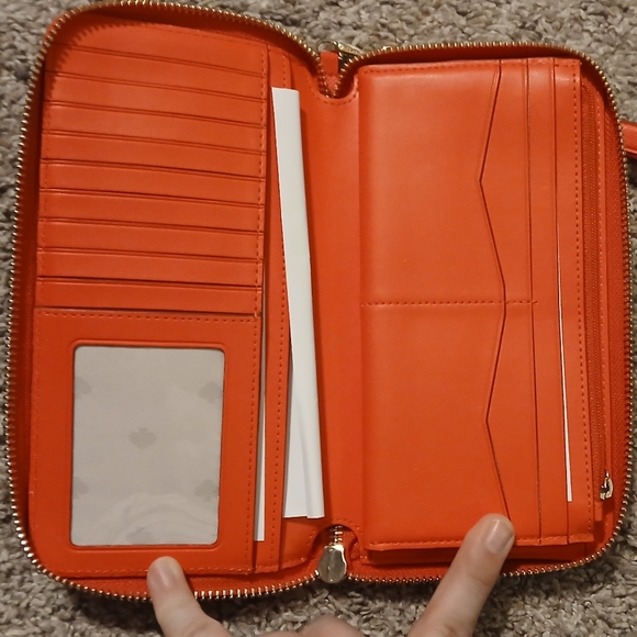 👜 Kate Spade Zip-Around Wristlet Wallet – Red-Orange / Poppy - Picture 4 of 7